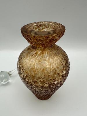 Vintage Amber Textured Glass Perfume Bottle with Stopper