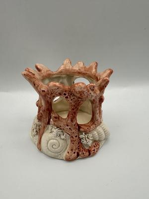 1987 Fitz and Floyd Coral and Shells Tea Light Holder