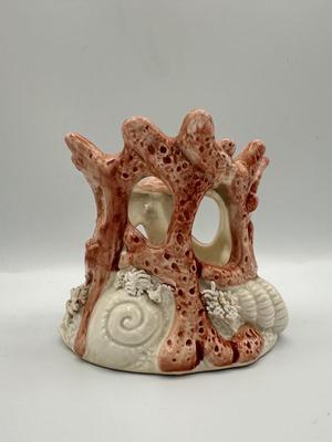 1987 Fitz and Floyd Coral and Shells Tea Light Holder
