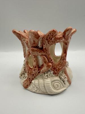 1987 Fitz and Floyd Coral and Shells Tea Light Holder