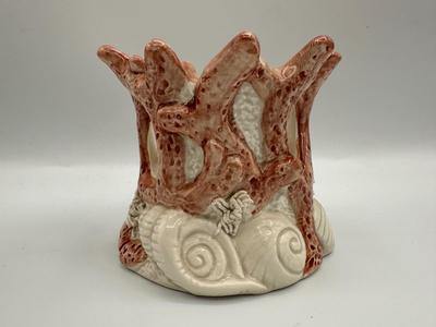 1987 Fitz and Floyd Coral and Shells Tea Light Holder