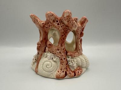 1987 Fitz and Floyd Coral and Shells Tea Light Holder