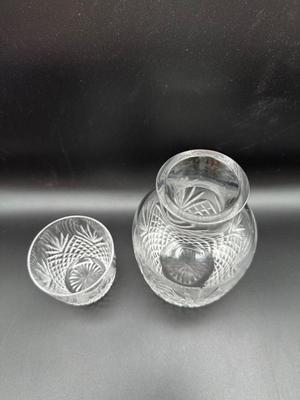 Crystal Bedside Carafe Pitcher & Water Glass Set