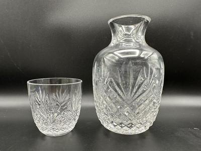 Crystal Bedside Carafe Pitcher & Water Glass Set