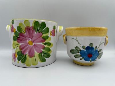 Three Italian Hand-painted Planters