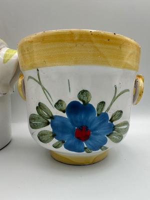 Three Italian Hand-painted Planters