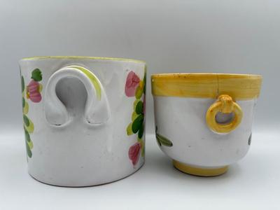 Three Italian Hand-painted Planters