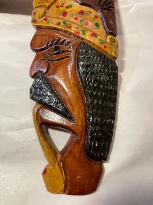 Vintage Jamaican Wooden Wall Hanger Hand Carved 16" Long in Good Preowned Condition as Pictured.