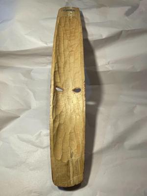 Vintage Jamaican Wooden Mask Wall Hanger Hand Carved 20.5" Long in Good Preowned Condition as Pictured.