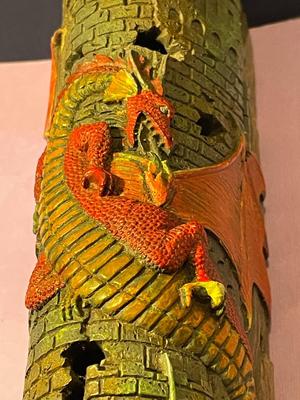 Vintage Asian Dragon Resin Stick Incense Burner 11.25" Long w/Stick Holder Compartment at the Base in VG Preowned Condition.