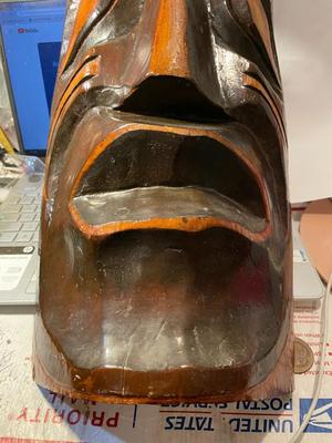 Vintage Huge Scarce Lost Tribe "YUCAIPA" Wall Hanger Hand Carved Mask 25" Long x 8.5" Wide as Pictured.