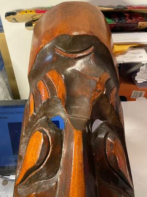 Vintage Huge Scarce Lost Tribe "YUCAIPA" Wall Hanger Hand Carved Mask 25" Long x 8.5" Wide as Pictured.