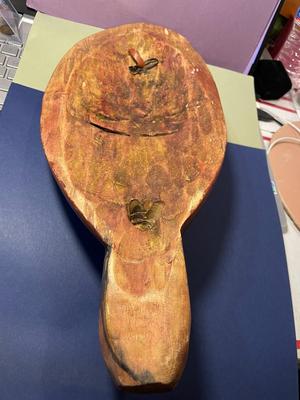 Vintage African Tribal Hand Carved Wooden Large Mask Wall Hanger 15.25” Long in Good Preowned Condition,
