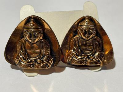 Vintage "Kim" Designer Copper Buddha Cufflinks in New Never Used Condition as Pictured.