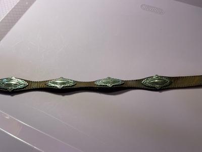 Vintage Southwest Brown Leather up to 40" Long w/Silver-tone Applications Preowned from an Estate as Pictured.