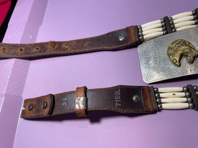 Vintage Southwest "Tony Lama" Brown Leather 34" Long w/Silver-tone Applications as Pictured.