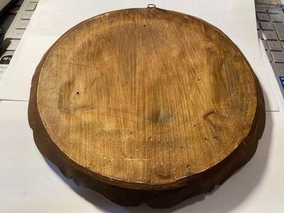 Vintage German GARMISCH PARTENKIRCHEN Carved Wood Composite Plate Hand-Painted 9" Diameter.
