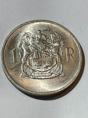 South Africa 1969 Uncirculated Condition 1 Rand Silver Coin as Pictured.