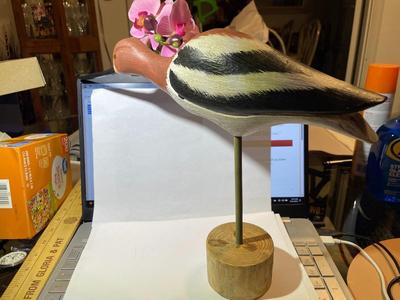 Vintage Mid-Century Shore Bird Decoy 16" Long Unsigned Base in VG Preowned Condition as Pic'd.