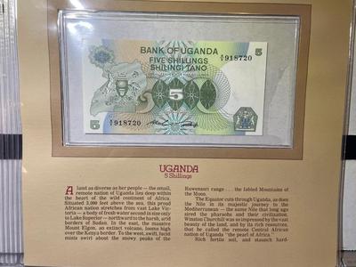 Uganda 5 Shillings Banknote/Currency in Uncirculated Condition by Fleetwood as Pictured.