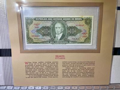 Brazil 10 Cruzeiros Banknote/Currency in Uncirculated Condition by Fleetwood as Pictured.