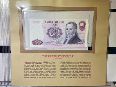 Republic of Chile 100 Pesos 1981 Banknote/Currency in Uncirculated Condition by Fleetwood as Pictured.