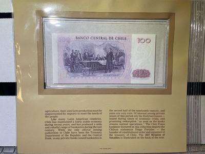 Republic of Chile 100 Pesos 1981 Banknote/Currency in Uncirculated Condition by Fleetwood as Pictured.