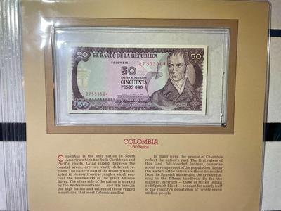 Colombia 50 Pesos 1983 Banknote/Currency in Uncirculated Condition by Fleetwood as Pictured.