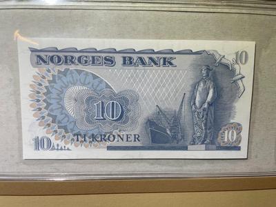 Norway 10 Kroner 1983 Banknote/Currency in Uncirculated Condition by Fleetwood as Pictured.