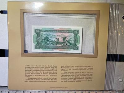 Macau 5 Pataca 1981 Banknote/Currency in Uncirculated Condition by Fleetwood as Pictured.