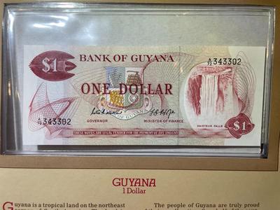 Guyana 1 Dollar Banknote/Currency in Uncirculated Condition by Fleetwood as Pictured.