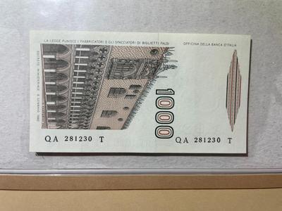 Italy 1000 Lire 1982 Banknote/Currency in Uncirculated Condition by Fleetwood as Pictured.