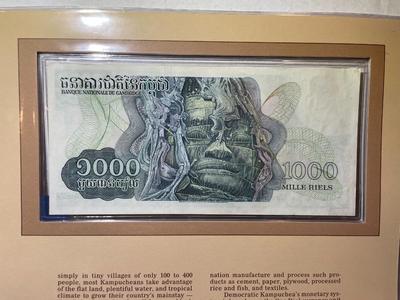 Kampuchea 1000 Mille Riels Banknote/Currency in Uncirculated Condition by Fleetwood as Pictured.