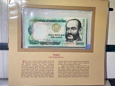 Peru 1000 Soles de Oro 1981 Banknote/Currency in Uncirculated Condition by Fleetwood as Pictured.