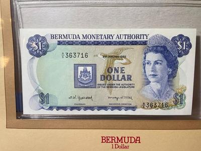 Bermuda 1 Dollar 1982 Banknote/Currency in Uncirculated Condition by Fleetwood as Pictured.