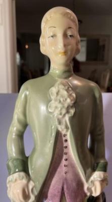 Mid-Century Colonial Gent Ceramic Hand Painted Figurine 16.5" Tall in VG Preowned Condition.