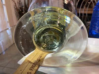 Vintage Exquisite Large Engraved Etched Glass Hand Blown Trifle Footed Bowl or Candle Holder 12.25" Tall in VG Preowned Condition.
