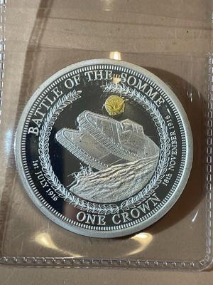 Tristan da Cunha 2017 PROOF 1 Crown (100th Anniversary U.S. In WWI - Battle of the Somme) as Pictured. Low Mintage.