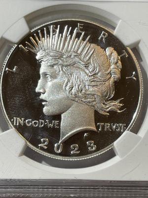 NGC CERTIFIED "FIRST DAY OF ISSUE" 2023-S PROOF-70 ULTRA CAMEO PEACE SILVER DOLLAR.