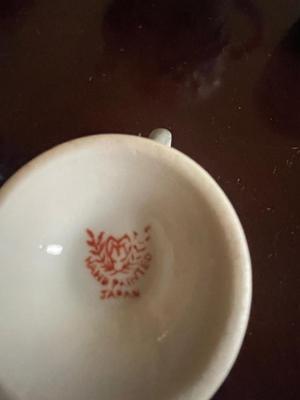 PORCELAIN CLOWN, TEAPOT FROM GERMANY, MUSTACHE CUP AND 2 HANDLED CUP