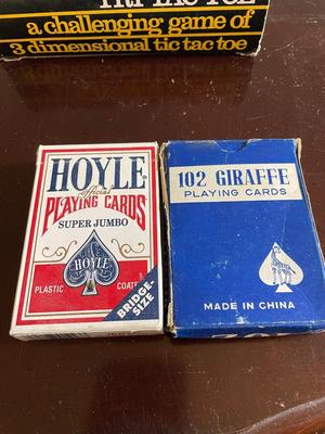 THREE DIMENSIONAL TIC TAC TOE, MAGNETIC CHESS SET & DECKS OF CARDS