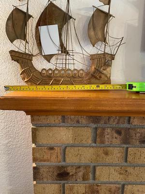 THREE-MASTED METAL SHIP WALL HANGING & MUSICAL NAUTICAL COPPER SHIP