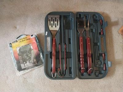 Utensils for Grill in Case and New Heavy Duty Grill Cover