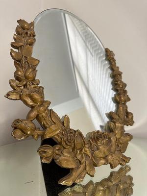 Vintage Tabletop Mirror Vintage Roses Carved