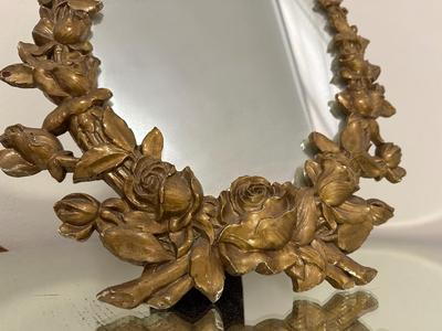 Vintage Tabletop Mirror Vintage Roses Carved
