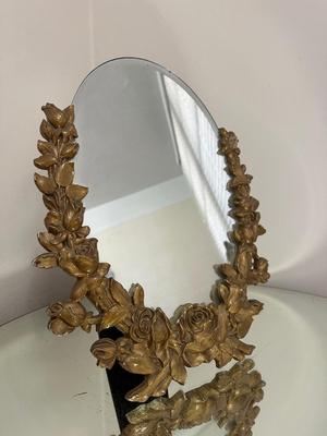 Vintage Tabletop Mirror Vintage Roses Carved