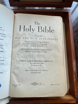 Beautiful Bible in wooden box