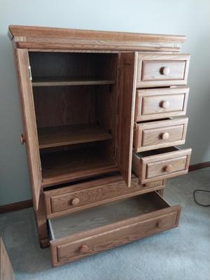 Oak Six Drawer -Three Adjustable Shelves Chest of Drawers