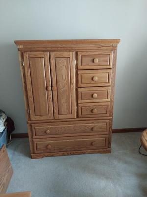 Oak Six Drawer -Three Adjustable Shelves Chest of Drawers