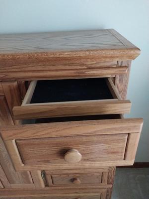 Oak Six Drawer -Three Adjustable Shelves Chest of Drawers